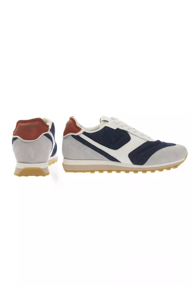 Multicolored Lace-Up Sneaker with Rubber Sole - ventzia