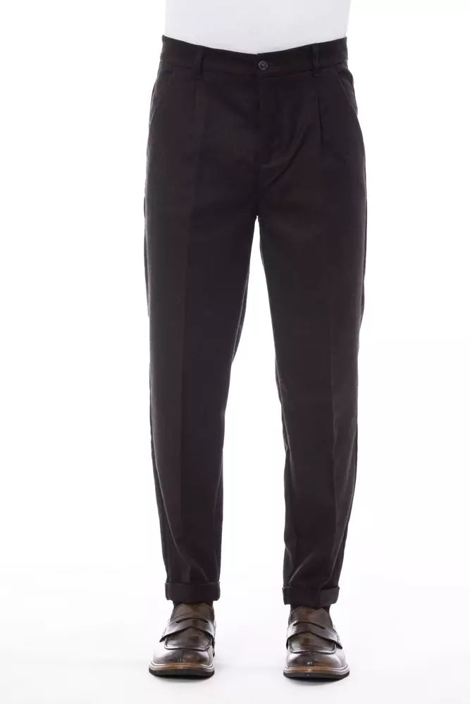 Brown Wool Men Pant - ventzia