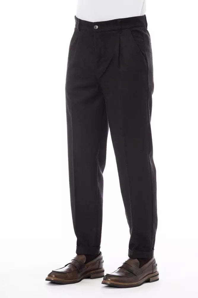 Brown Wool Men Pant - ventzia