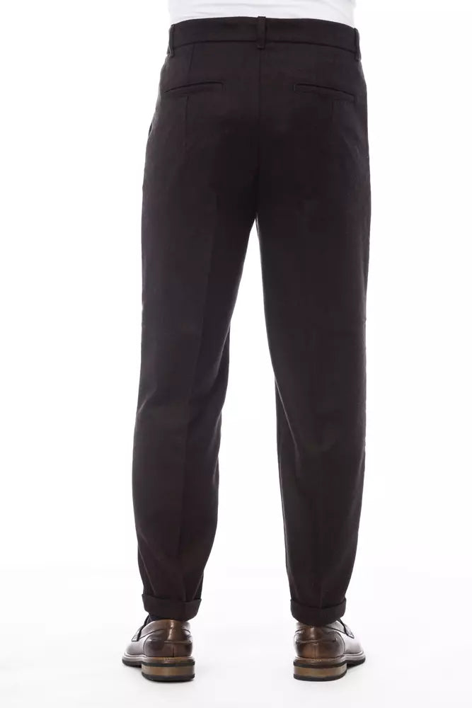 Brown Wool Men Pant - ventzia