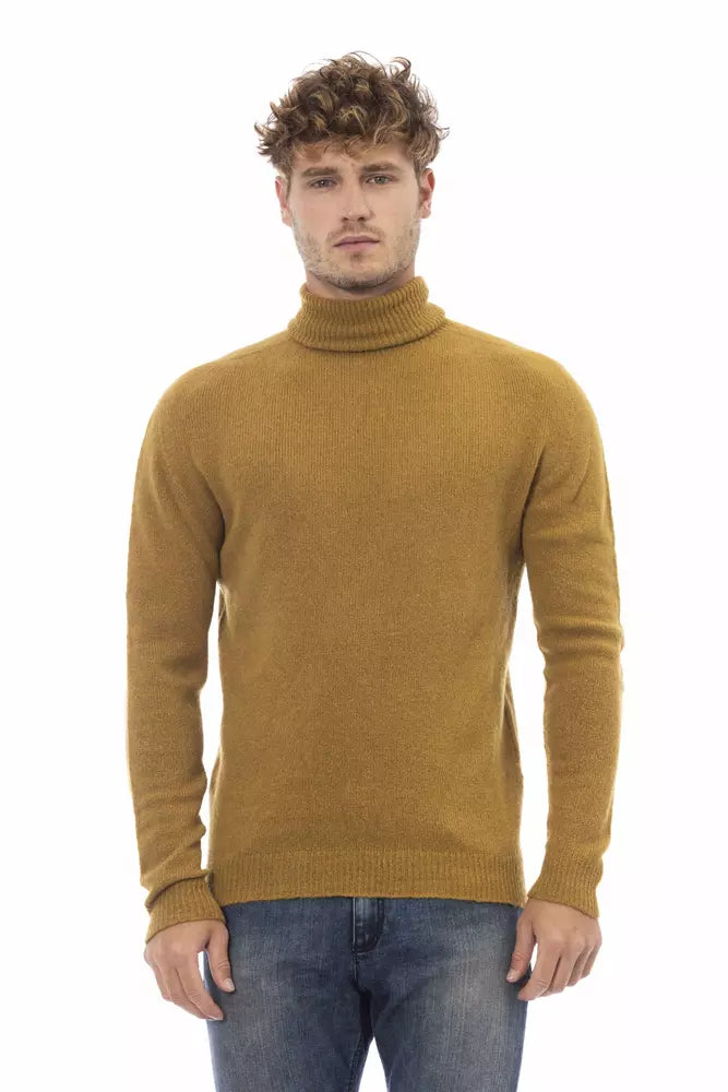 Brown Alpaca Men Sweater - ventzia