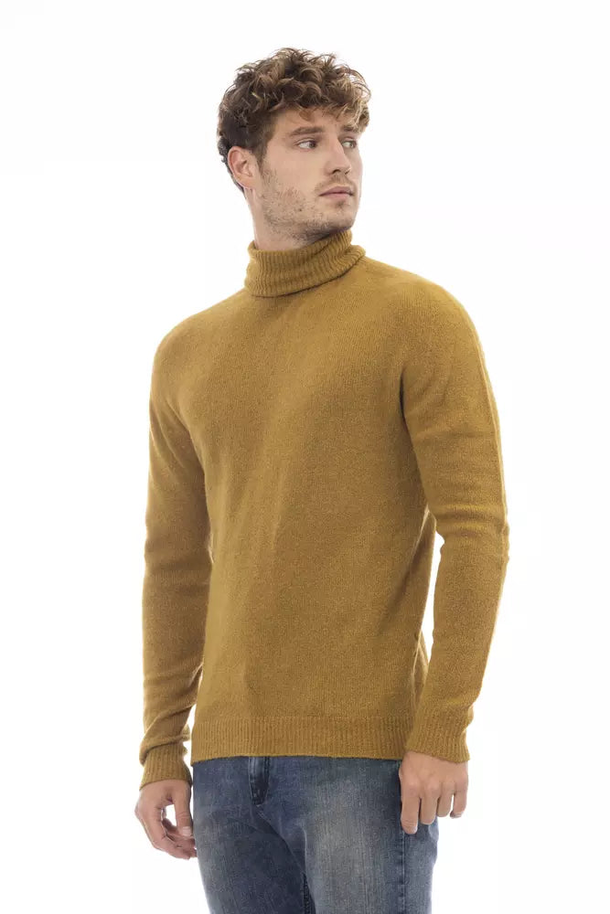 Brown Alpaca Men Sweater - ventzia