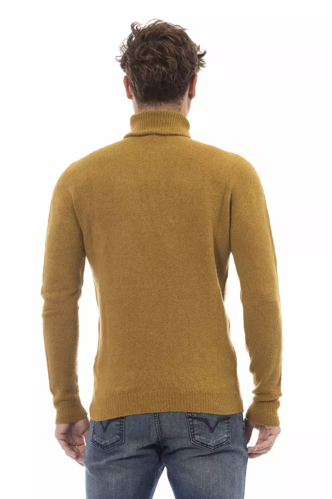 Brown Alpaca Men Sweater - ventzia