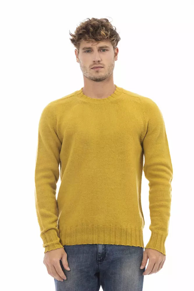 Yellow Wool Men Sweater - ventzia
