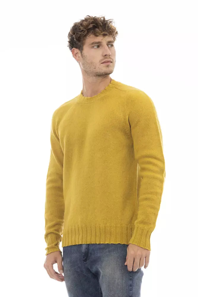 Yellow Wool Men Sweater - ventzia