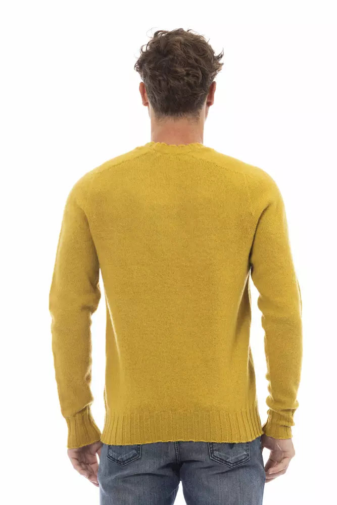Yellow Wool Men Sweater - ventzia