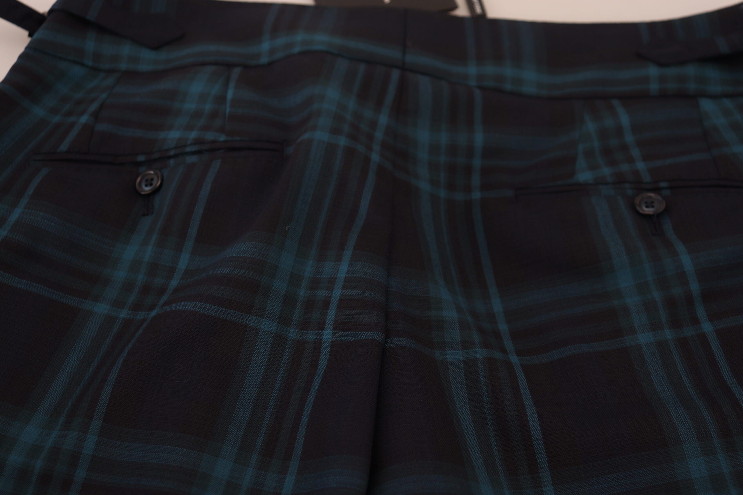 Blue Purple Plaid Wool Trousers Pants - ventzia