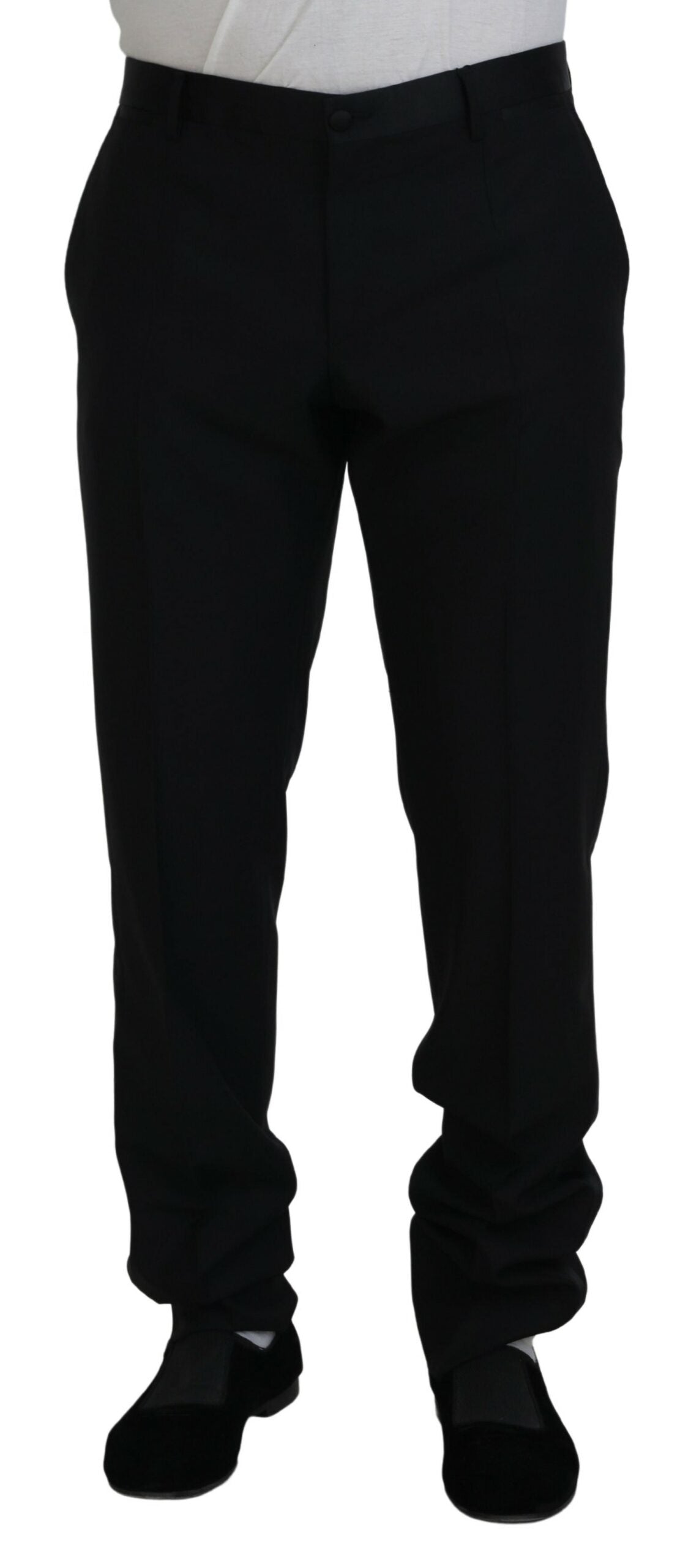 Black Dress Wool Silk Trouser Pants - ventzia
