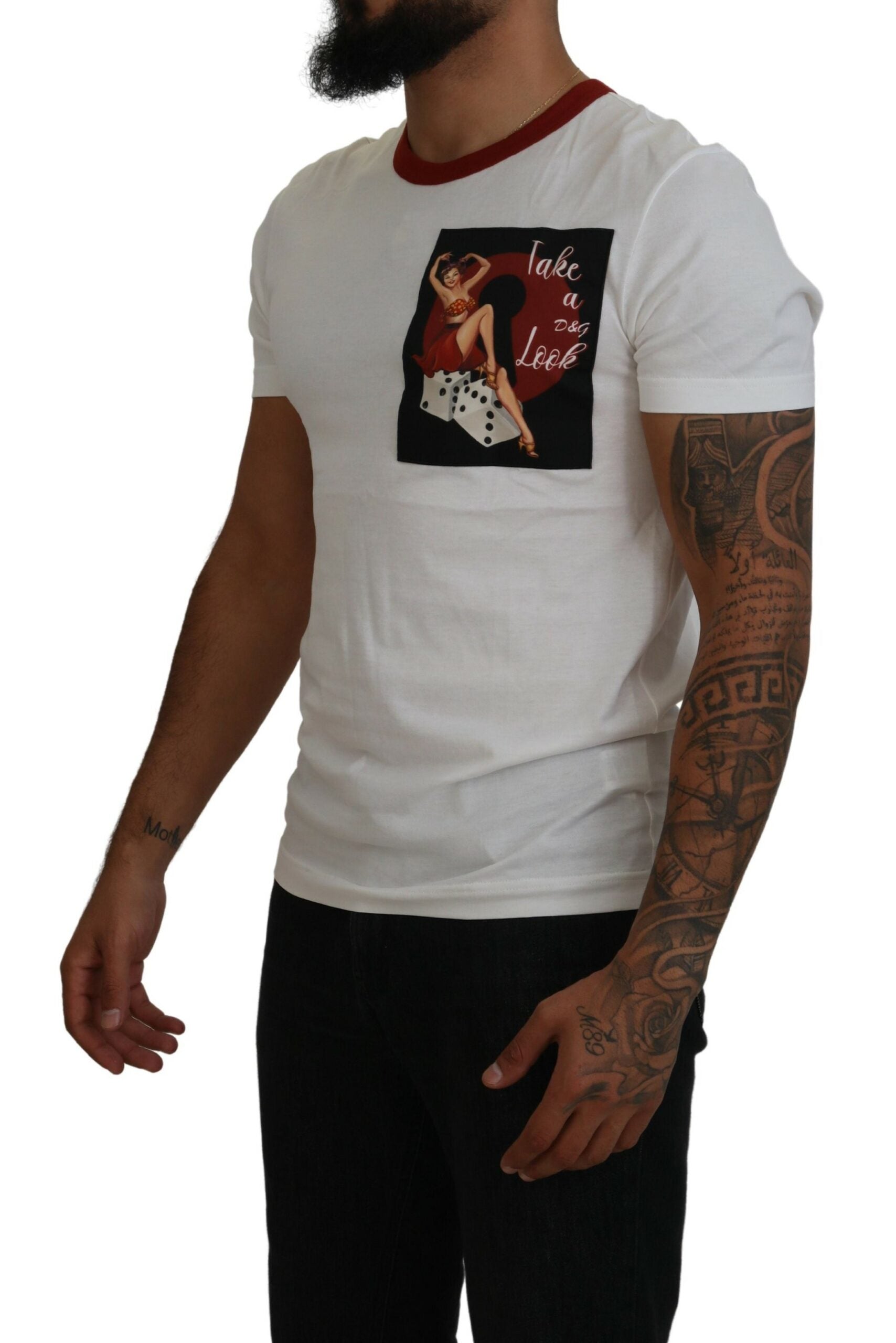 Cotton White Logo Print Crewneck T-shirt - ventzia