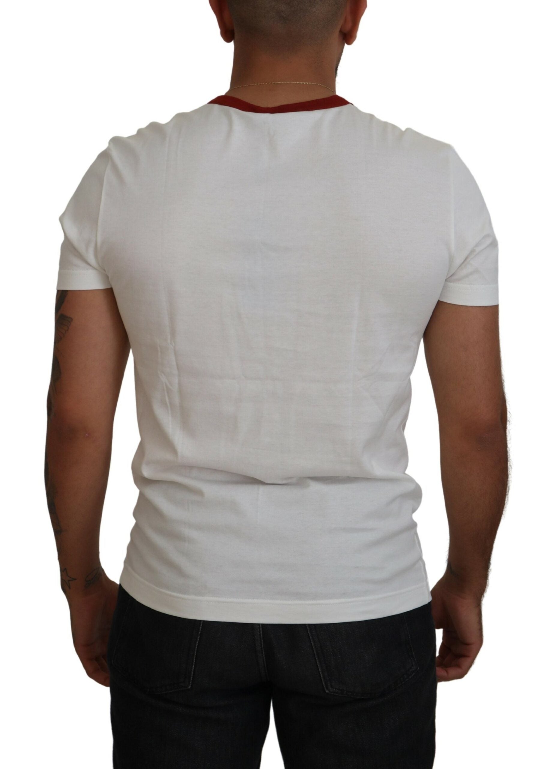 Cotton White Logo Print Crewneck T-shirt - ventzia