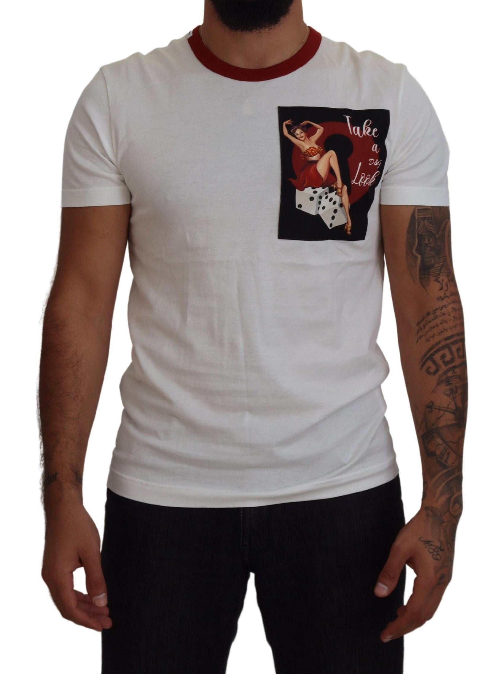 Cotton White Logo Print Crewneck T-shirt - ventzia