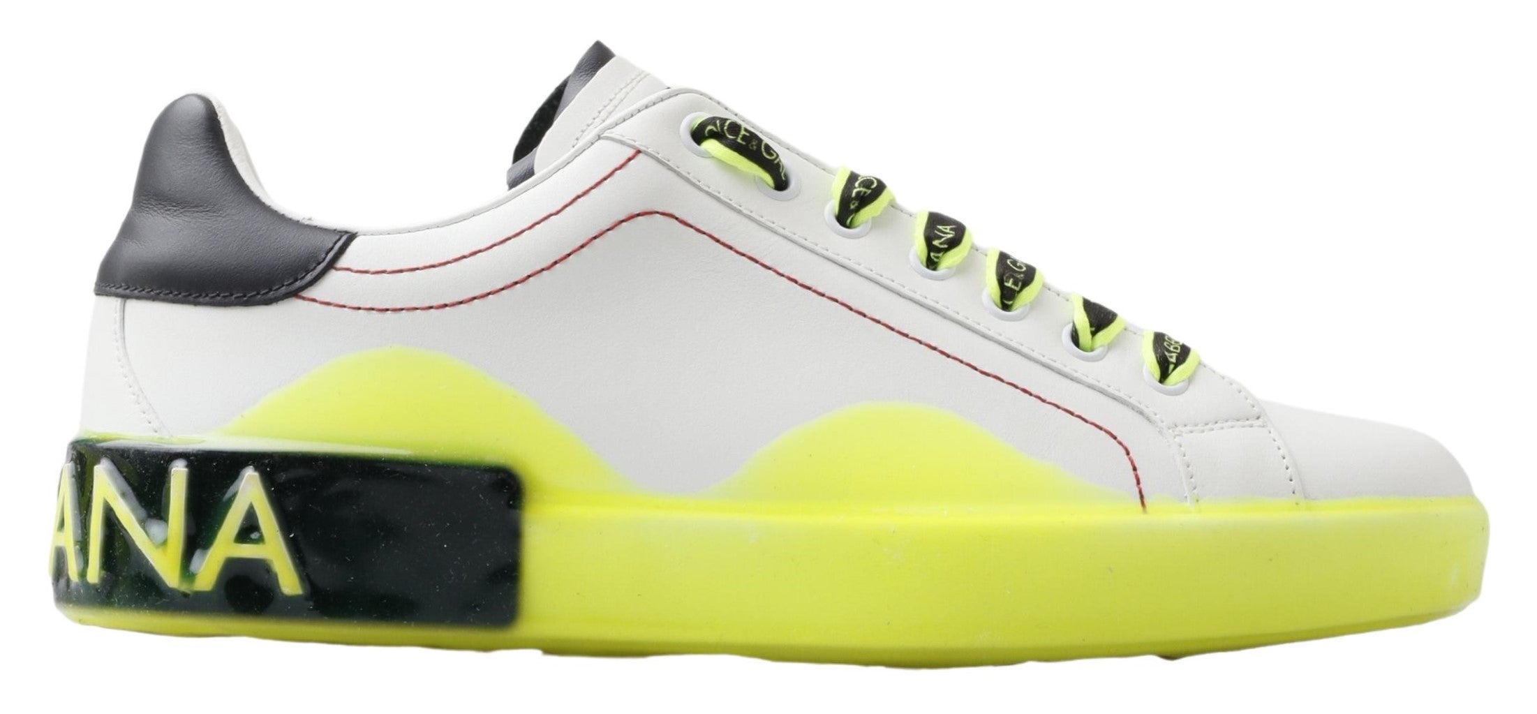 White Yellow Portofino Leather Sneakers Shoes - ventzia