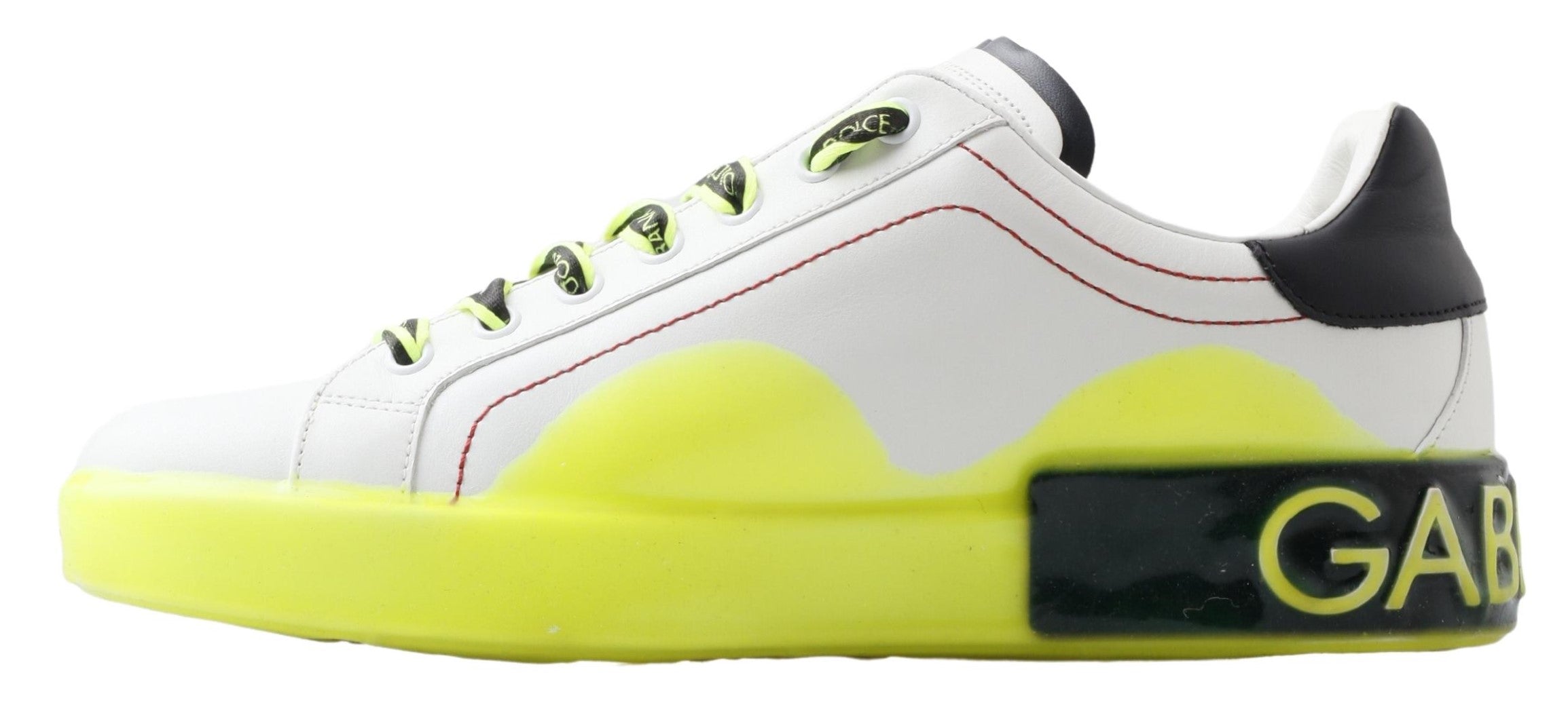 White Yellow Portofino Leather Sneakers Shoes - ventzia