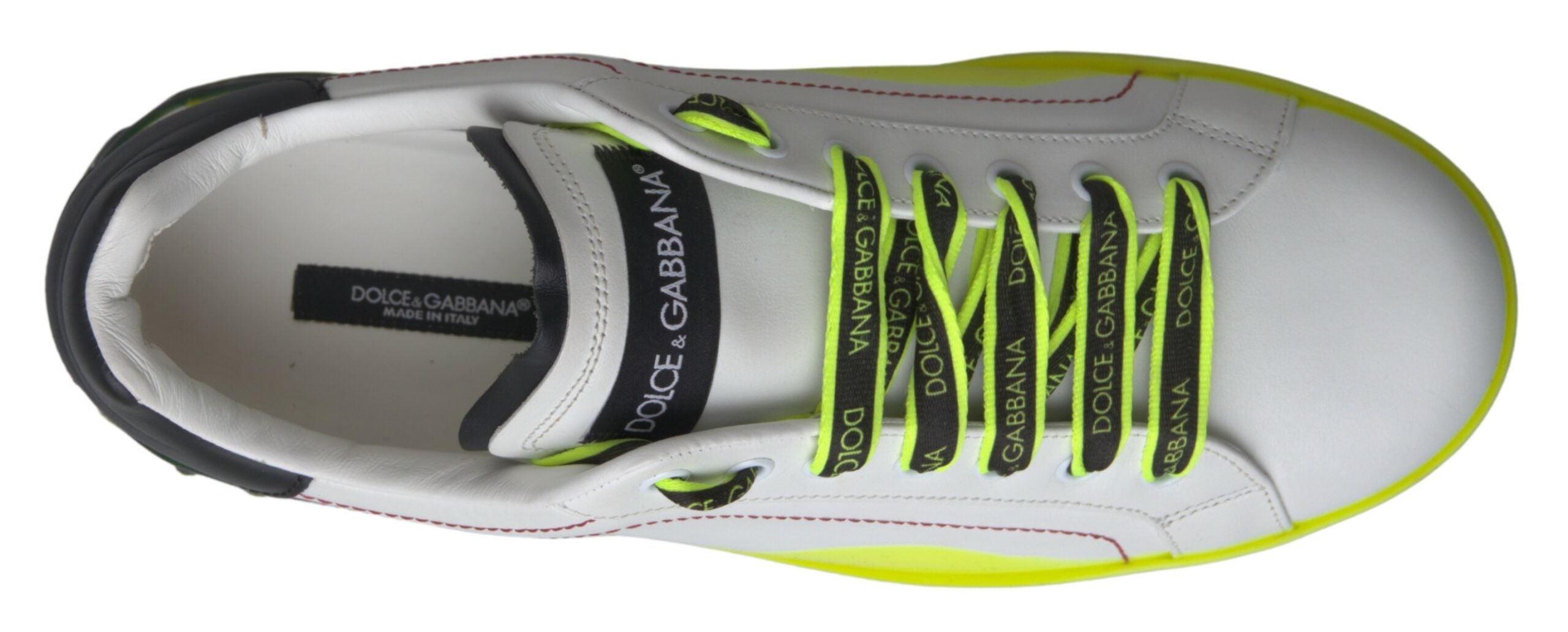 White Yellow Portofino Leather Sneakers Shoes - ventzia