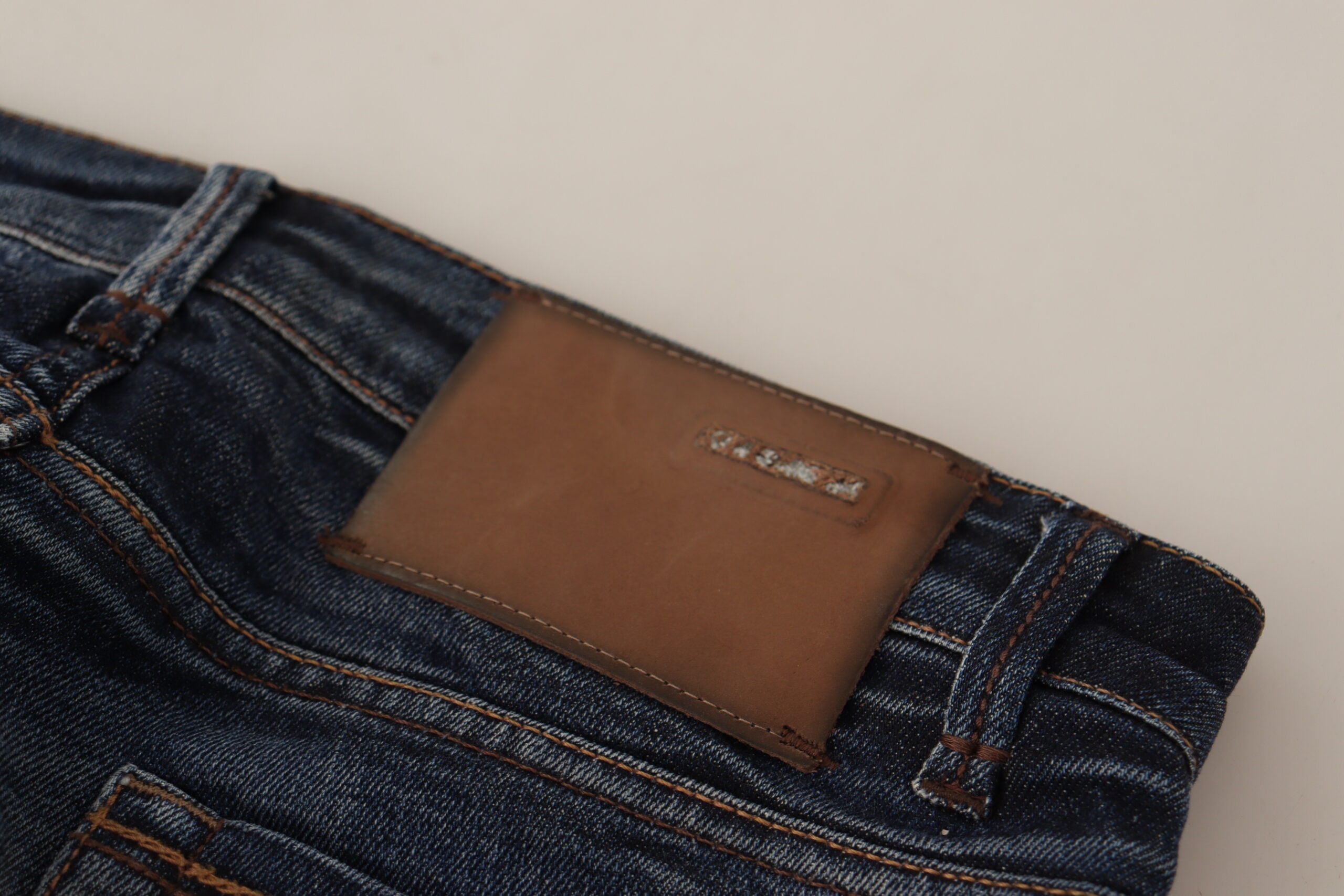 Blue Washed Cotton Low Waist Skinny Denim Jeans - ventzia