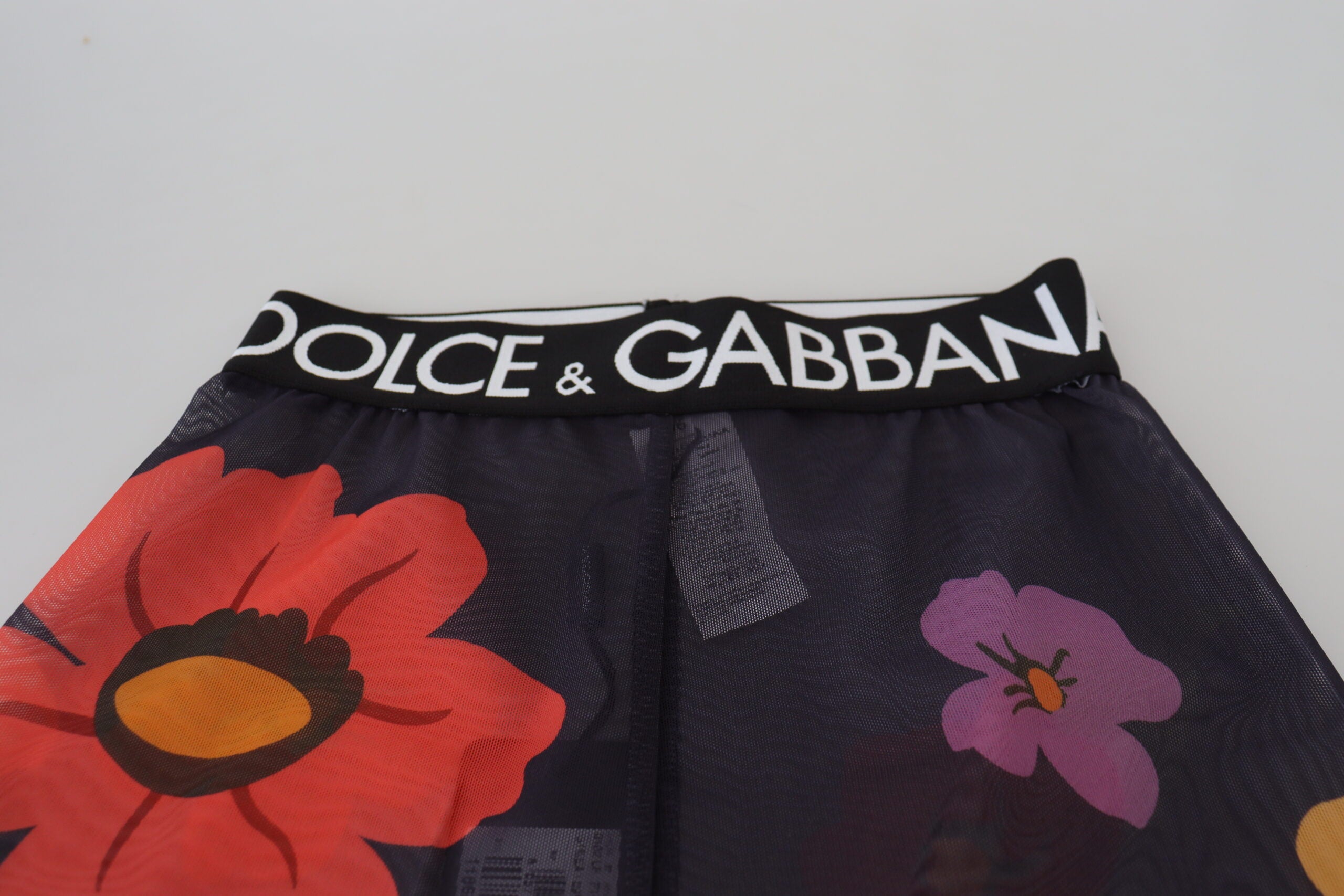 Black Floral Leggings Stretch Waist Pants - ventzia