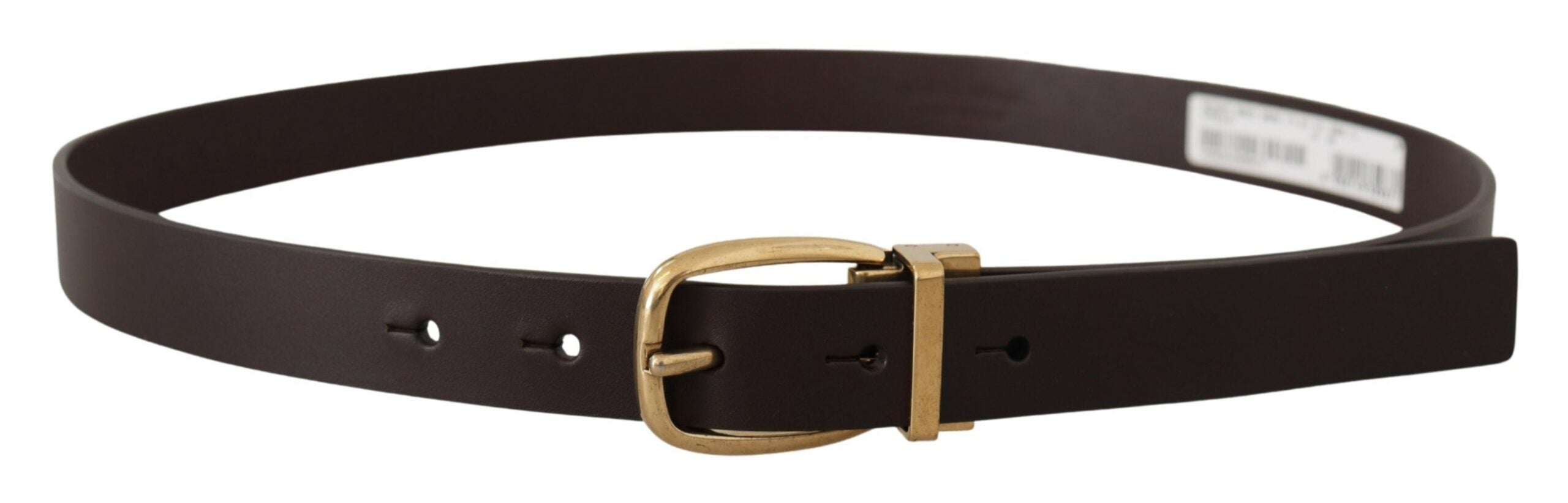 Dark Brown Calf Leather Gold Tone Metal Buckle - ventzia