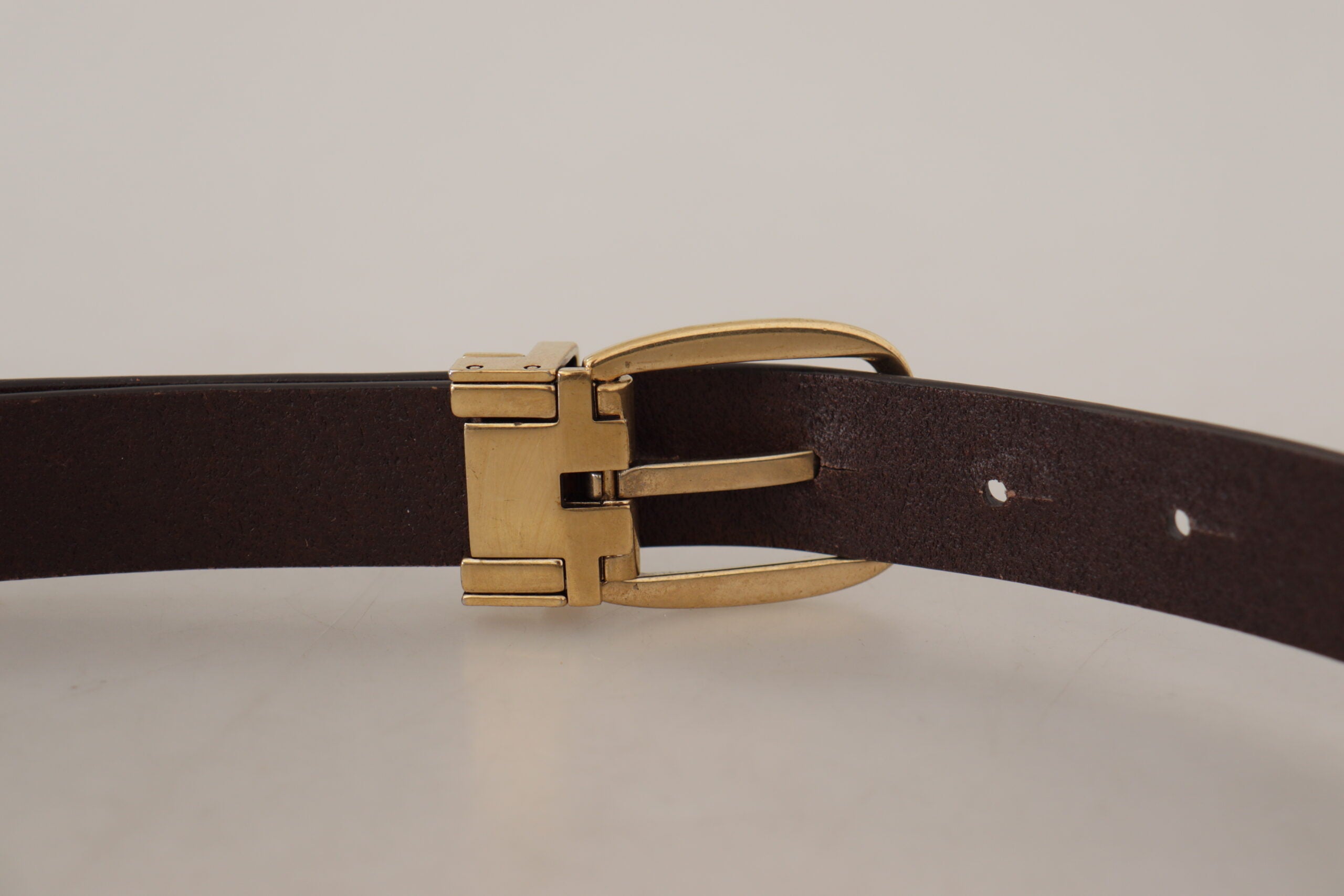 Dark Brown Calf Leather Gold Tone Metal Buckle - ventzia