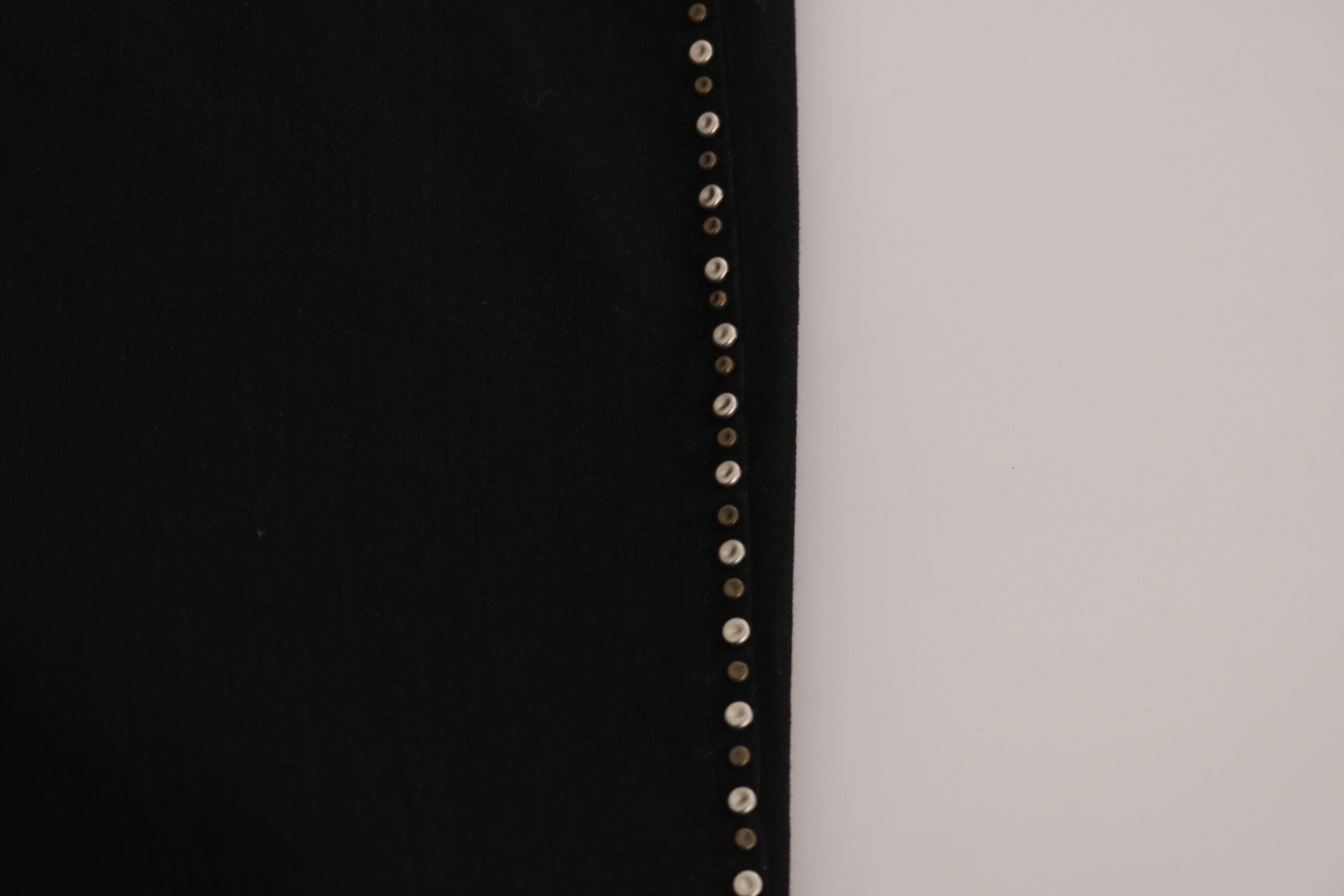 Black Embellished Mid Waist Skinny Denim Jeans - ventzia
