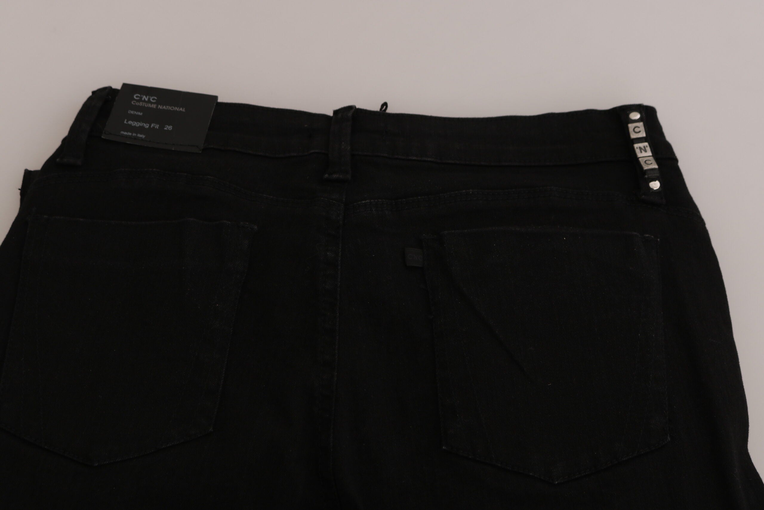Black Embellished Mid Waist Skinny Denim Jeans - ventzia