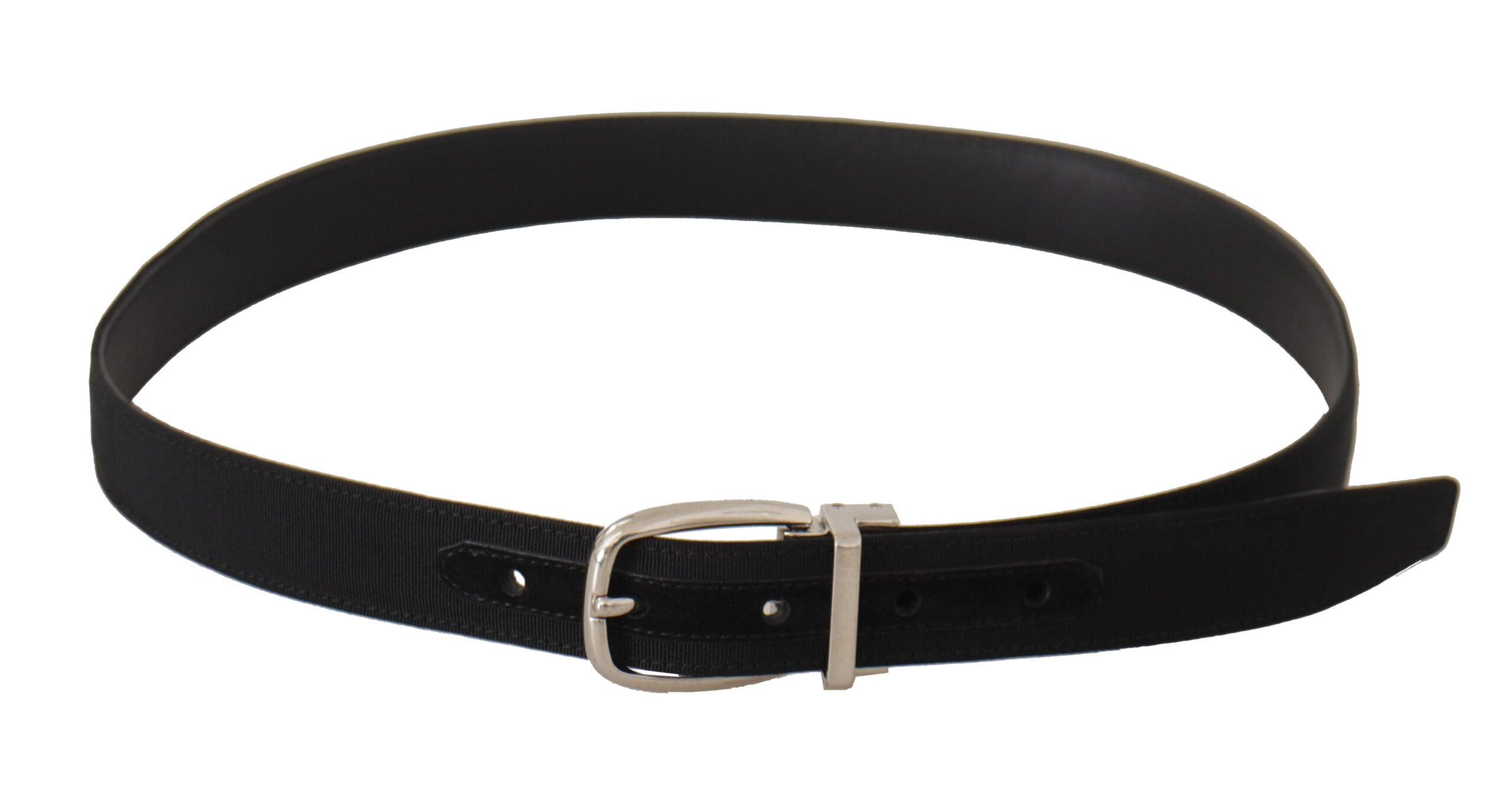 Belt Black Calf Leather Silver Tone Metal Buckle - ventzia