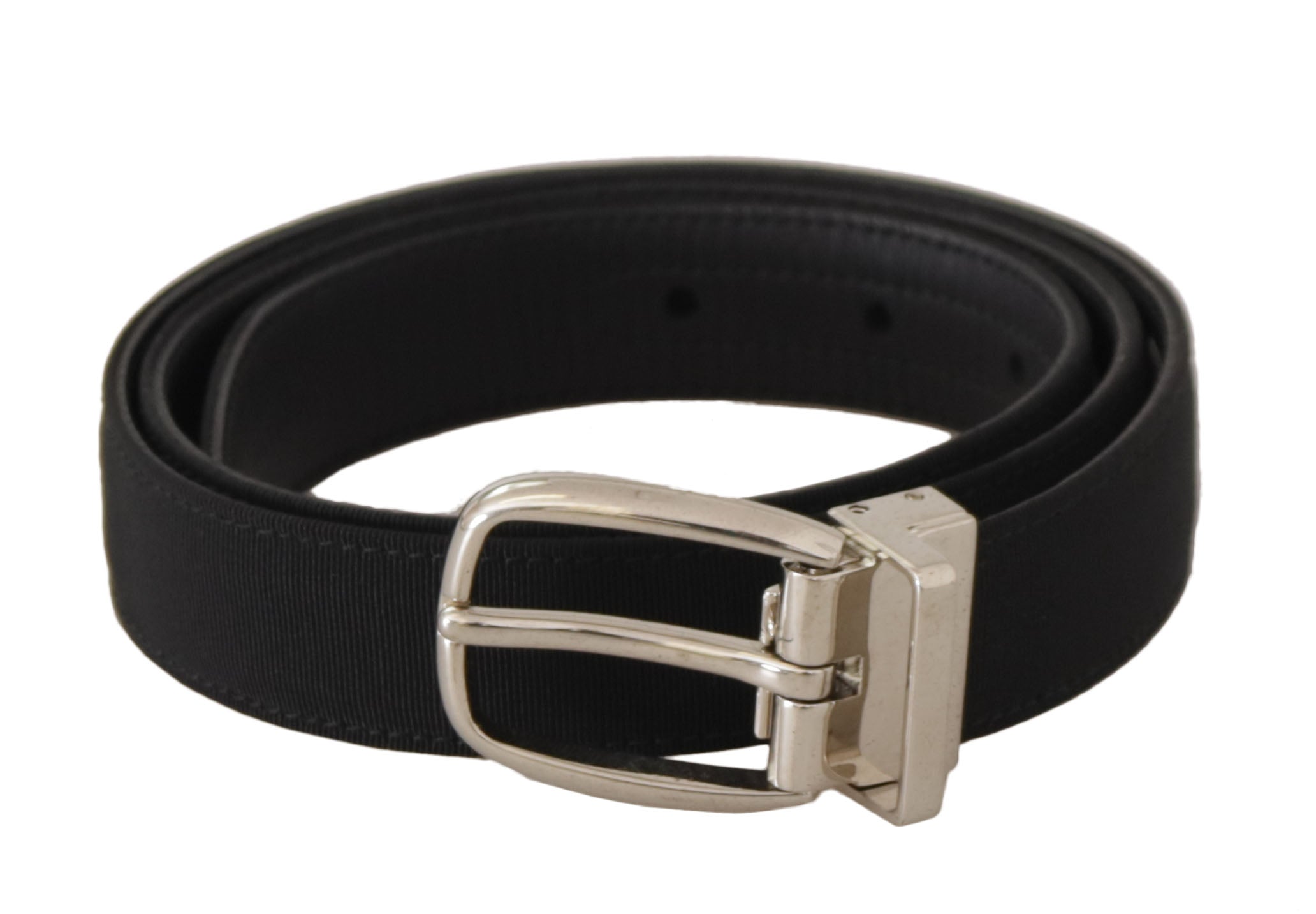 Belt Black Calf Leather Silver Tone Metal Buckle - ventzia