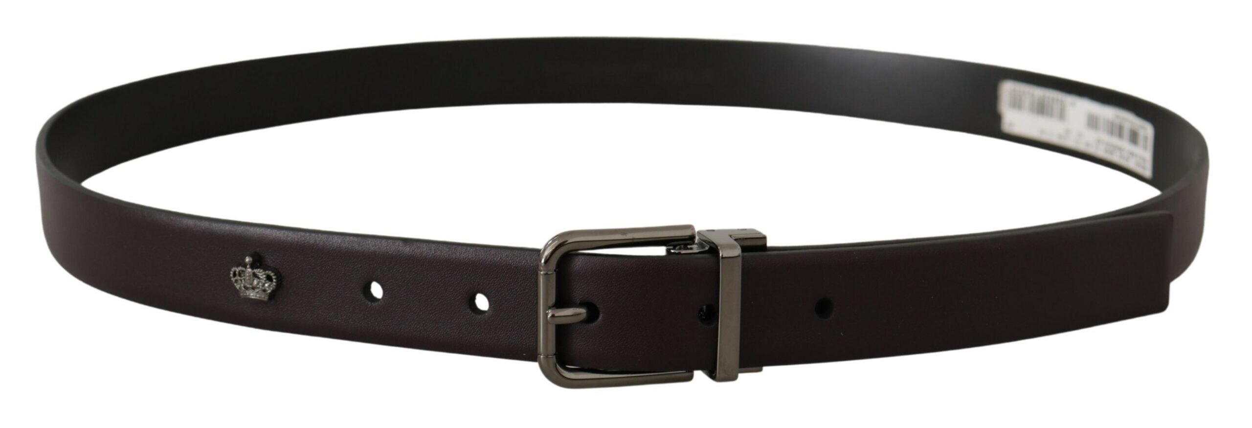 Dark Purple Leather Box Borchia Metal Buckle Belt - ventzia