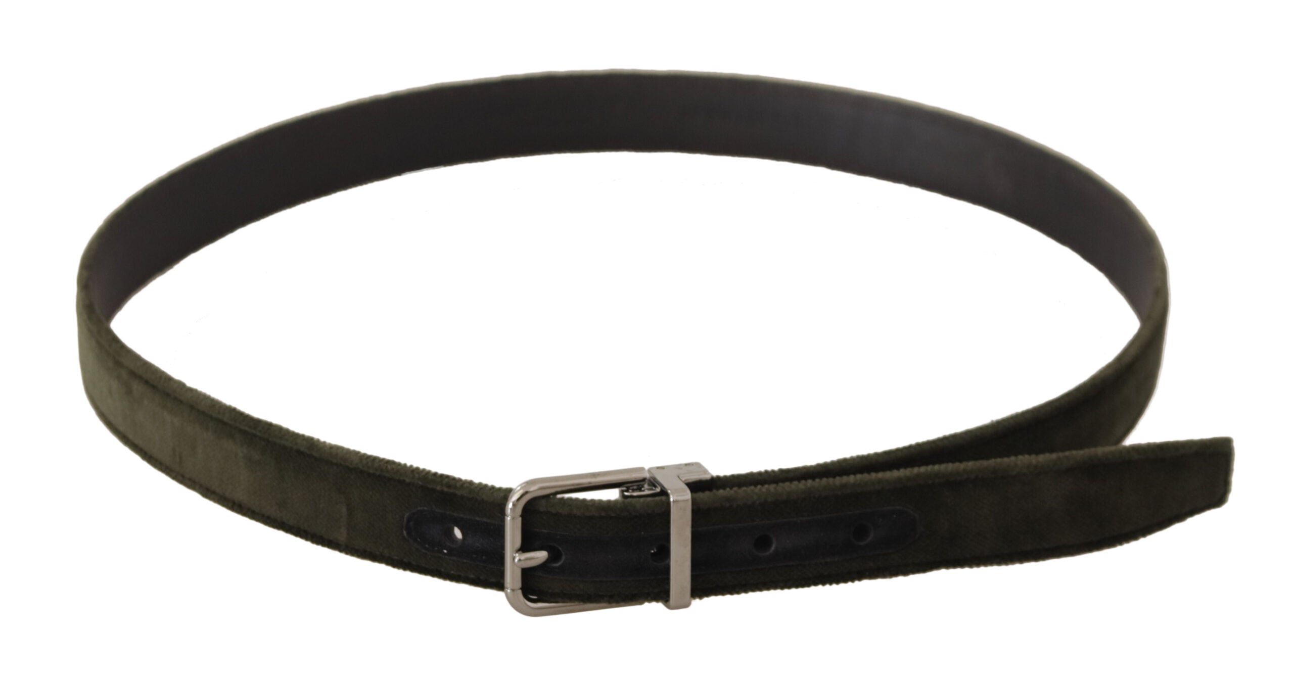 Green Velvet Silver Tone Metal Buckle Belt - ventzia