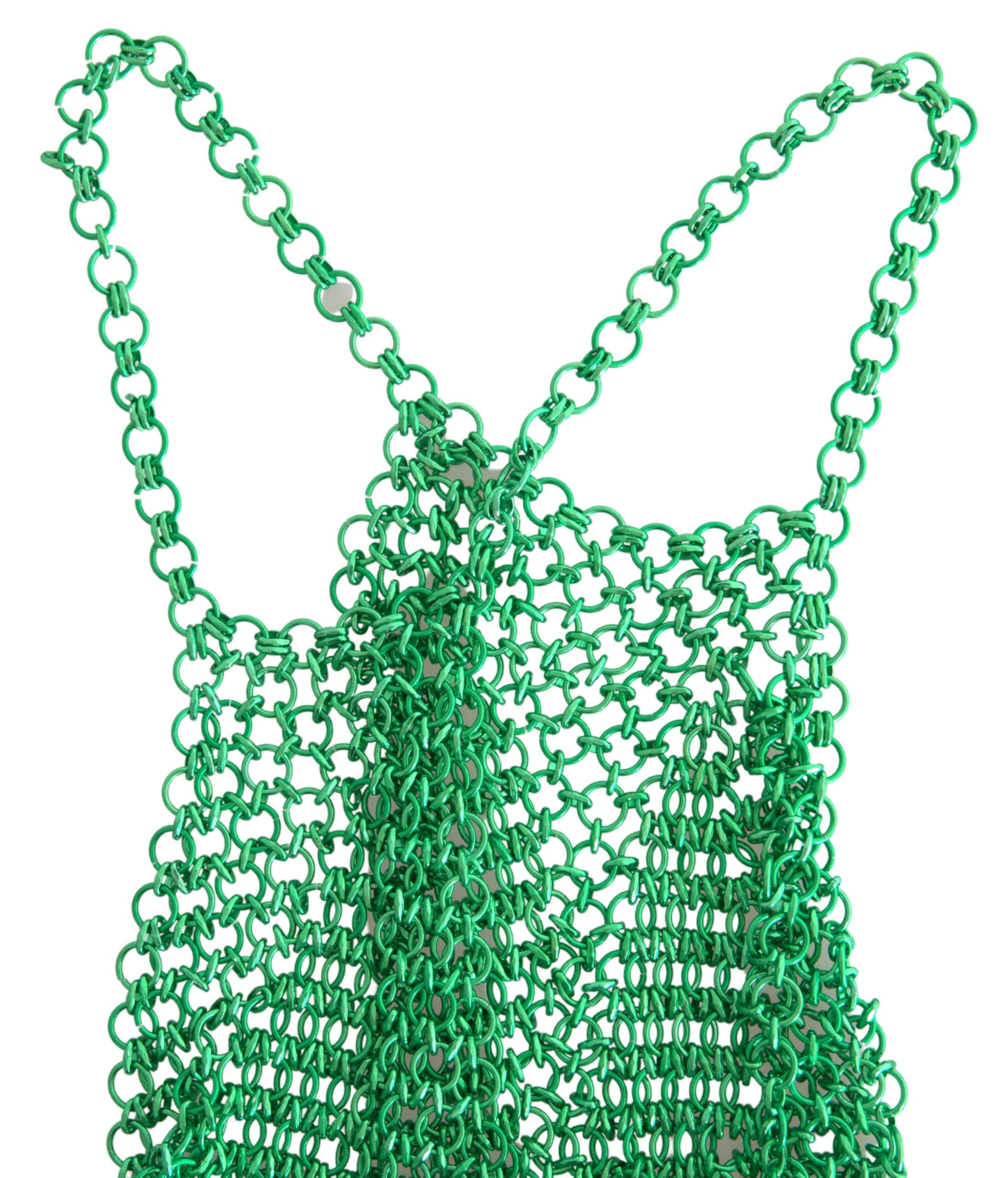 Green Aluminum Sleeveless Halter Cropped Tank Top - ventzia