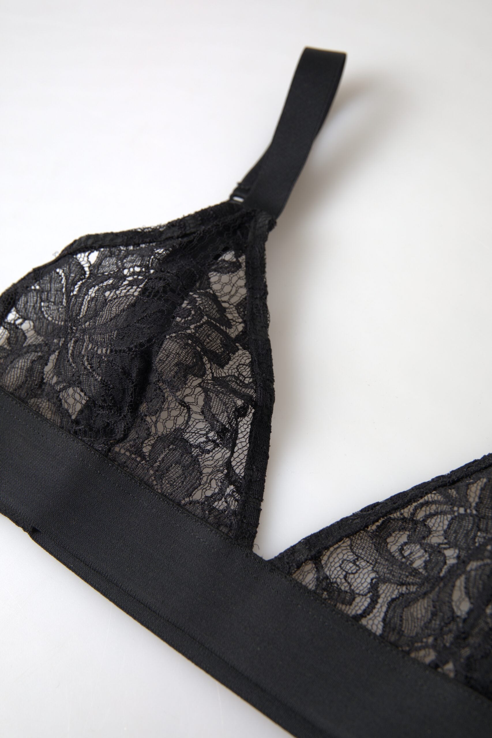 Black Floral Lace Nylon Stretch Bra Underwear - ventzia