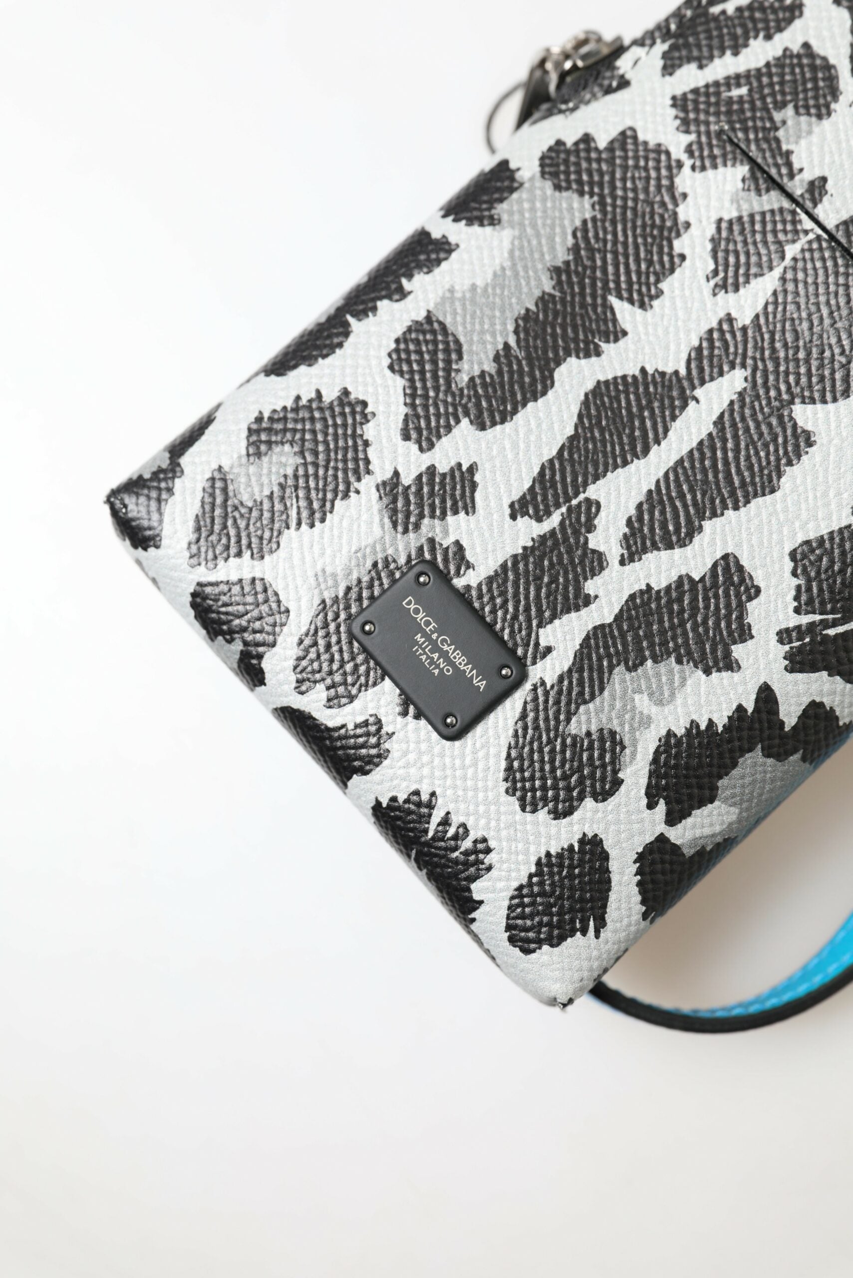 Gray Leopard Leather Men Purse Crossbody Sling Phone Bag - ventzia