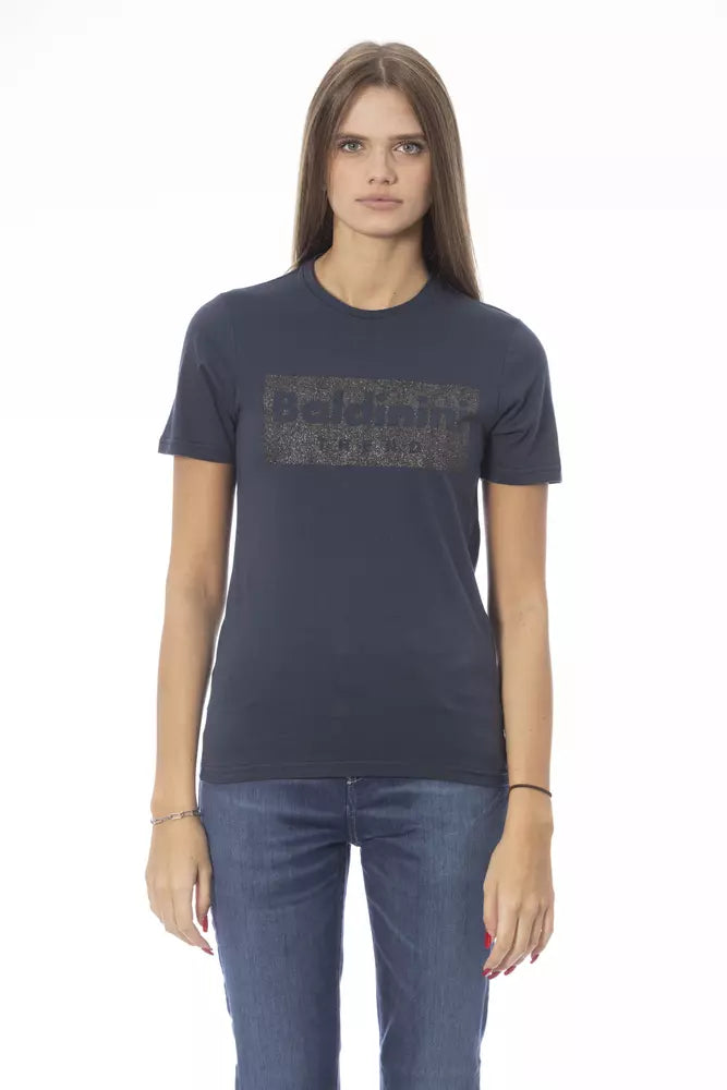 Blue Cotton Women T-Shirt - ventzia