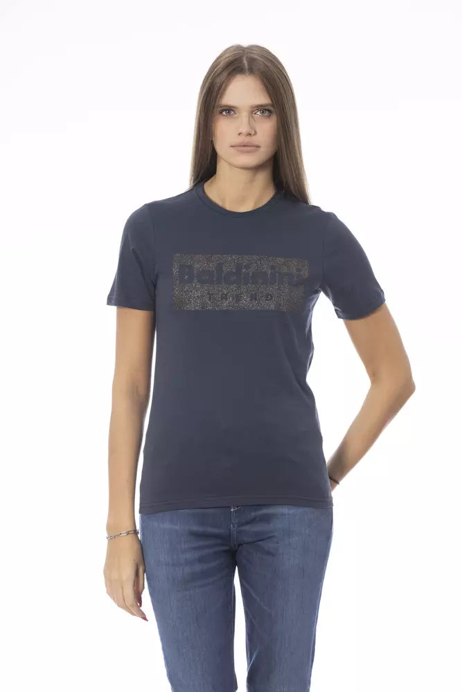 Blue Cotton Women T-Shirt - ventzia
