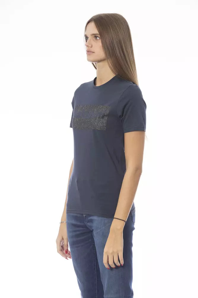 Blue Cotton Women T-Shirt - ventzia
