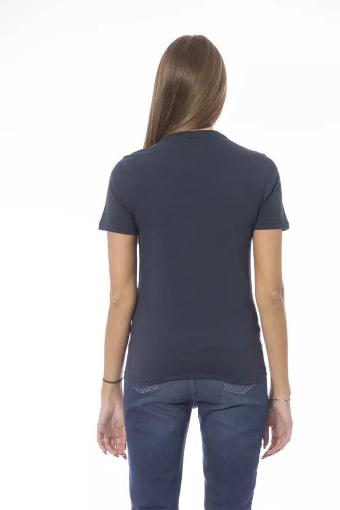 Blue Cotton Women T-Shirt - ventzia