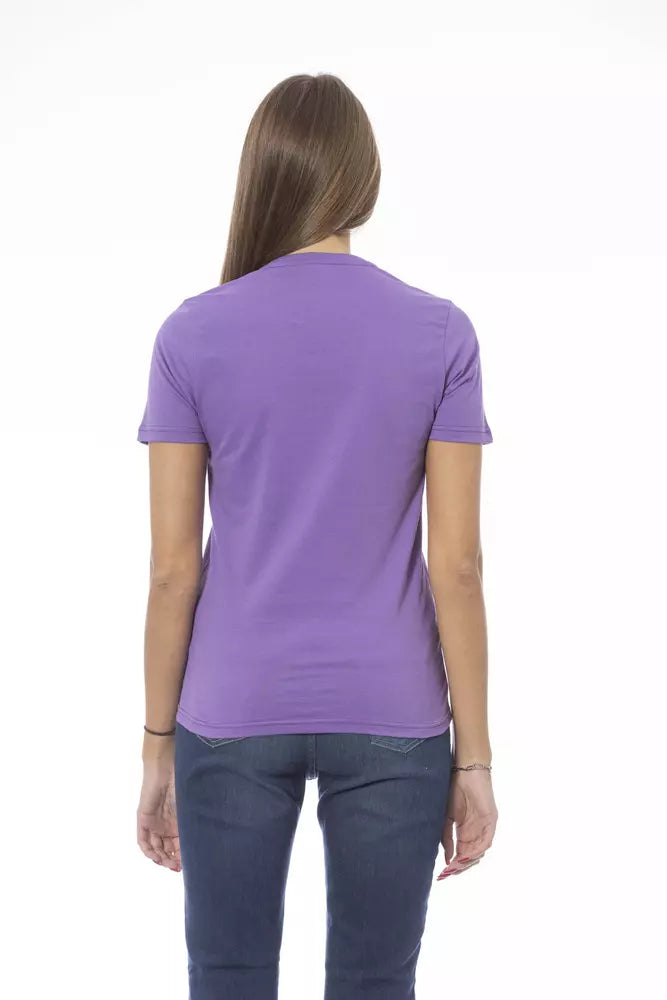 Purple Cotton Women T-Shirt - ventzia