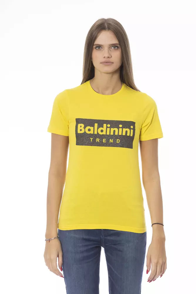 Yellow Cotton Women T-Shirt - ventzia