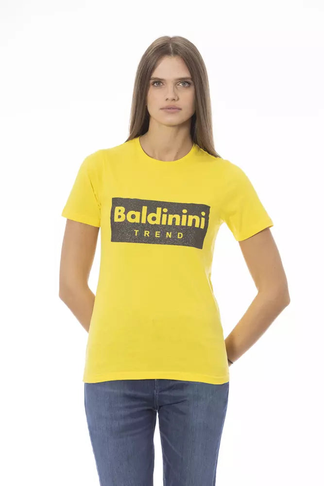 Yellow Cotton Women T-Shirt - ventzia