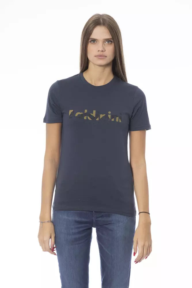 Blue Cotton Women T-Shirt - ventzia