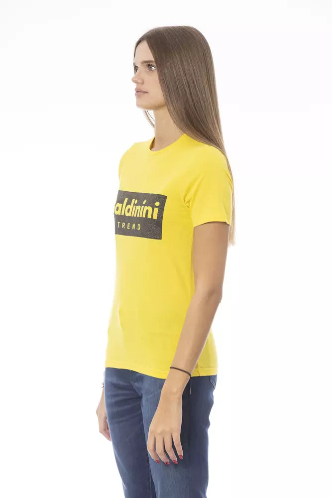 Yellow Cotton Women T-Shirt - ventzia