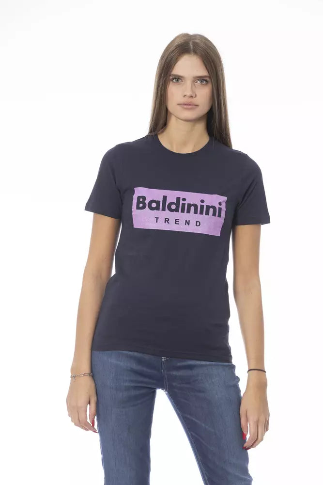 Blue Cotton Women T-Shirt - ventzia