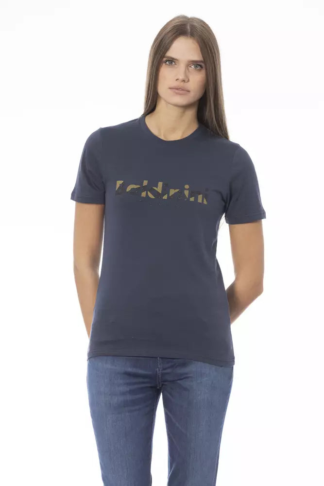 Blue Cotton Women T-Shirt - ventzia