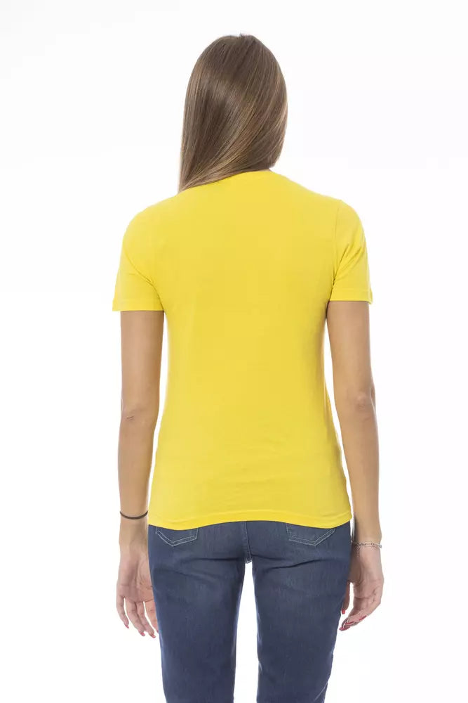 Yellow Cotton Women T-Shirt - ventzia