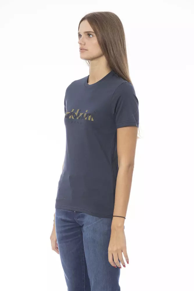 Blue Cotton Women T-Shirt - ventzia