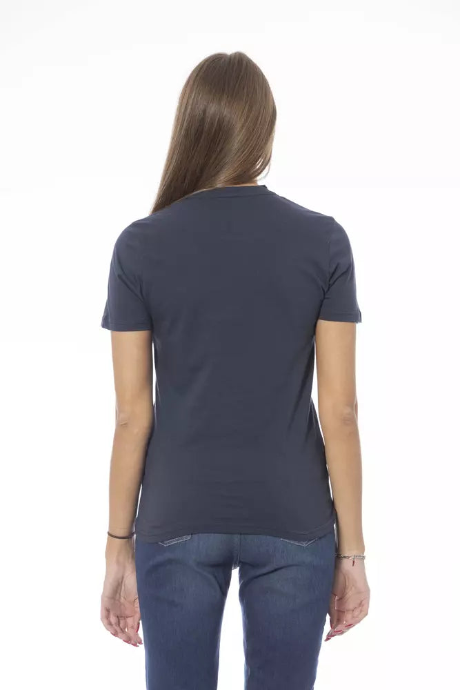 Blue Cotton Women T-Shirt - ventzia