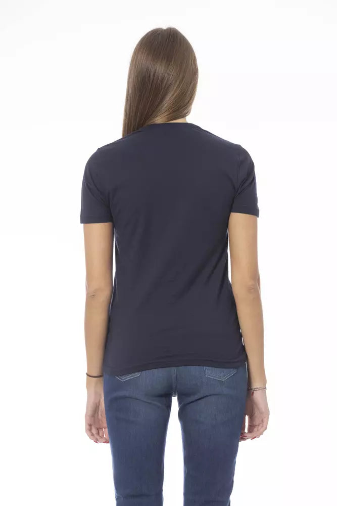 Blue Cotton Women T-Shirt - ventzia