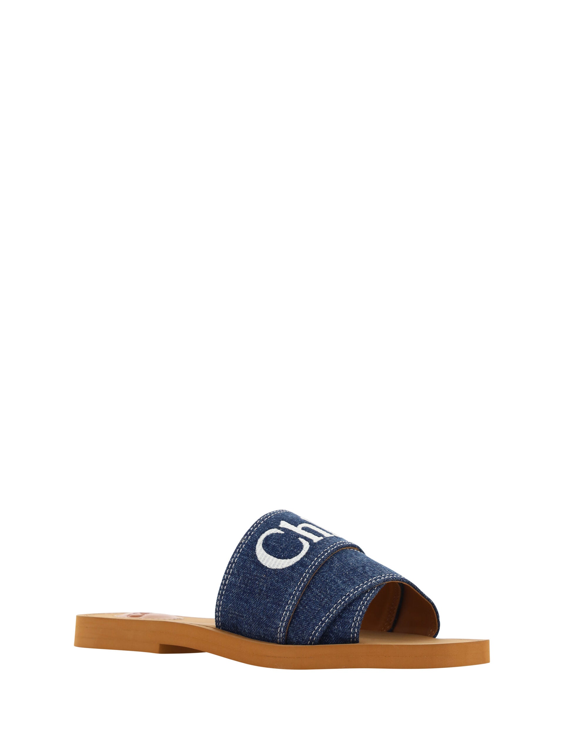 Sumptuous Cotton Woody Slide Sandals in Denim Blue - ventzia