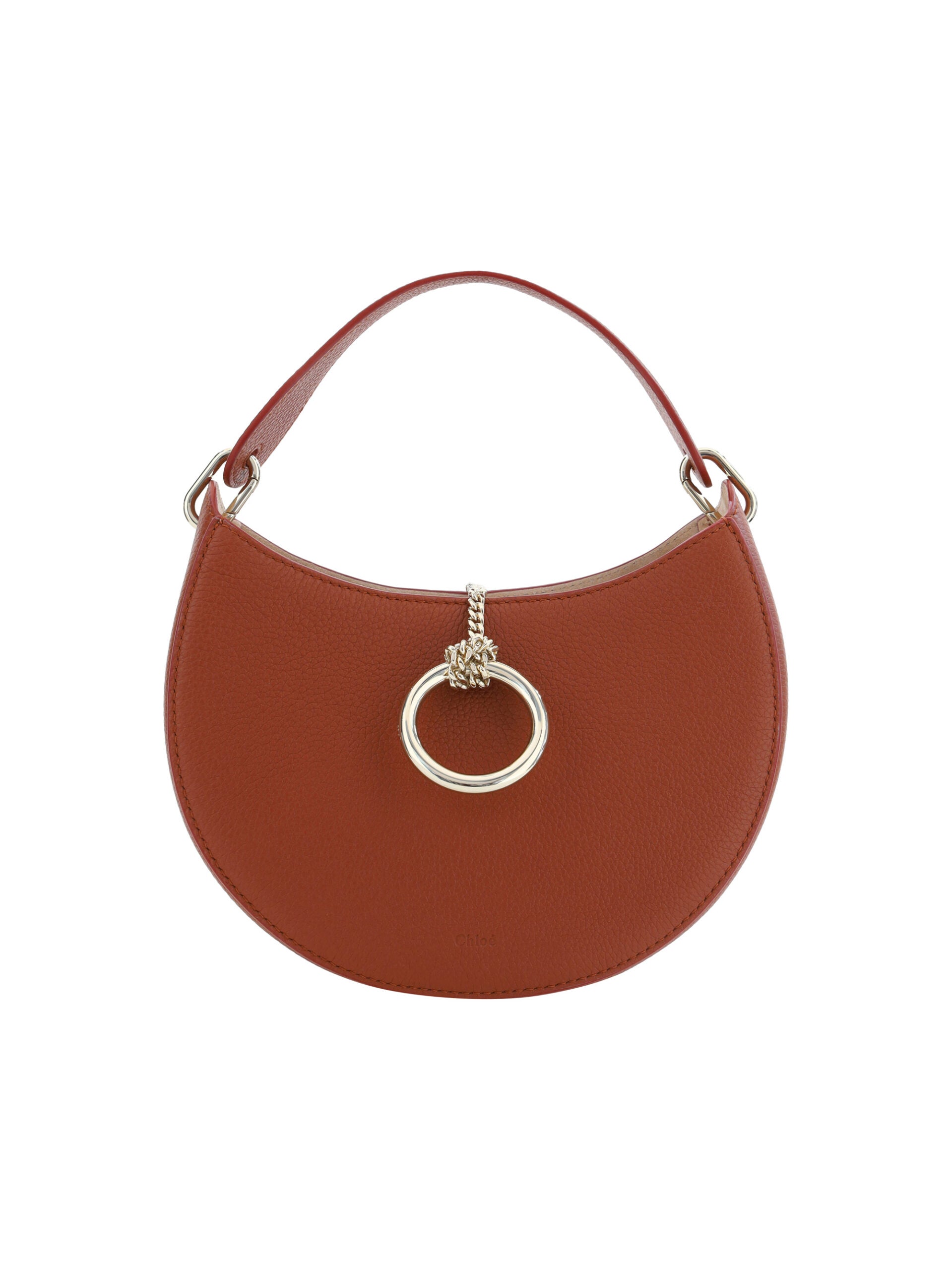 Sepia Brown Small Arlène Leather Shoulder Bag - ventzia