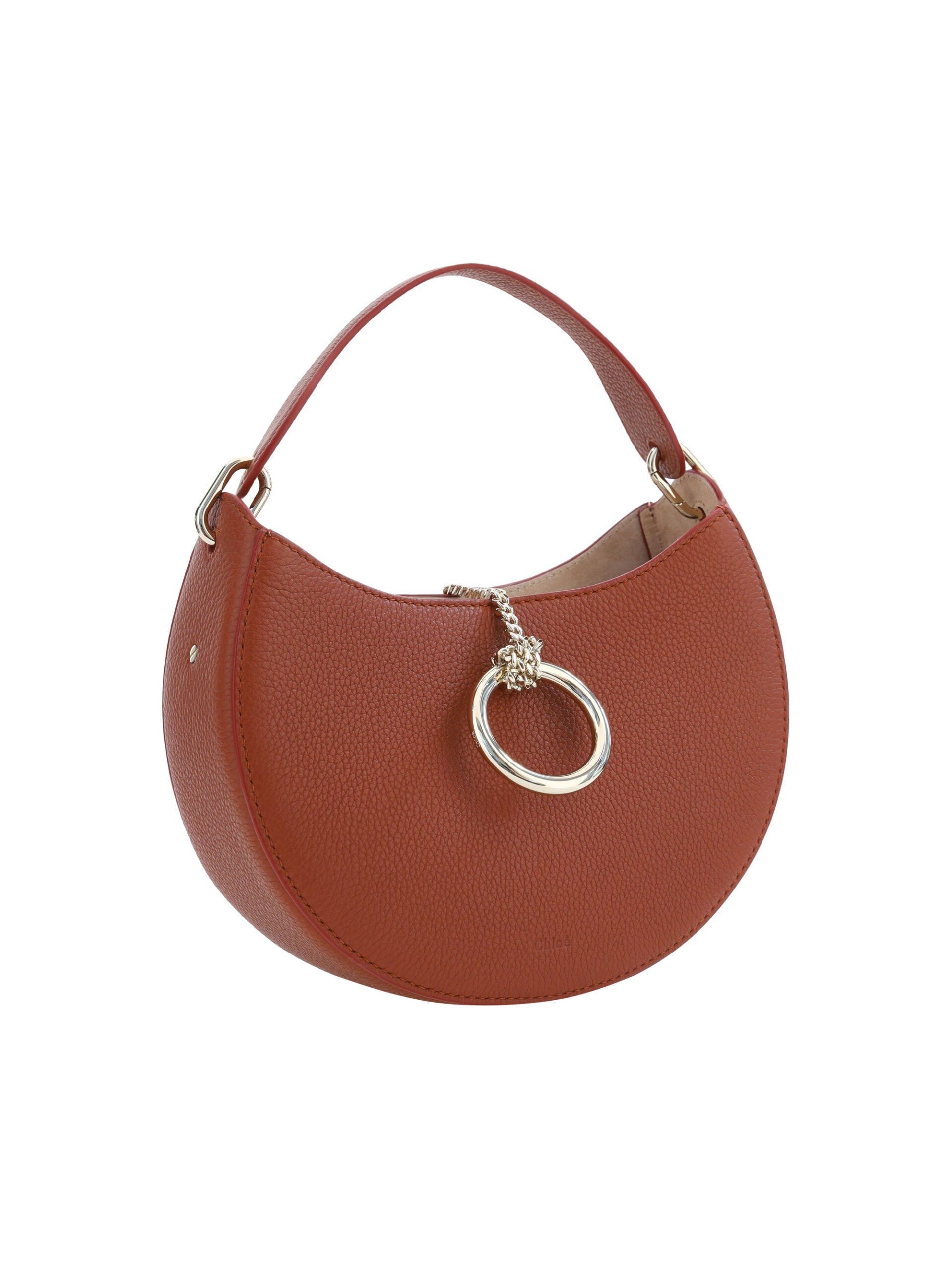 Sepia Brown Small Arlène Leather Shoulder Bag - ventzia