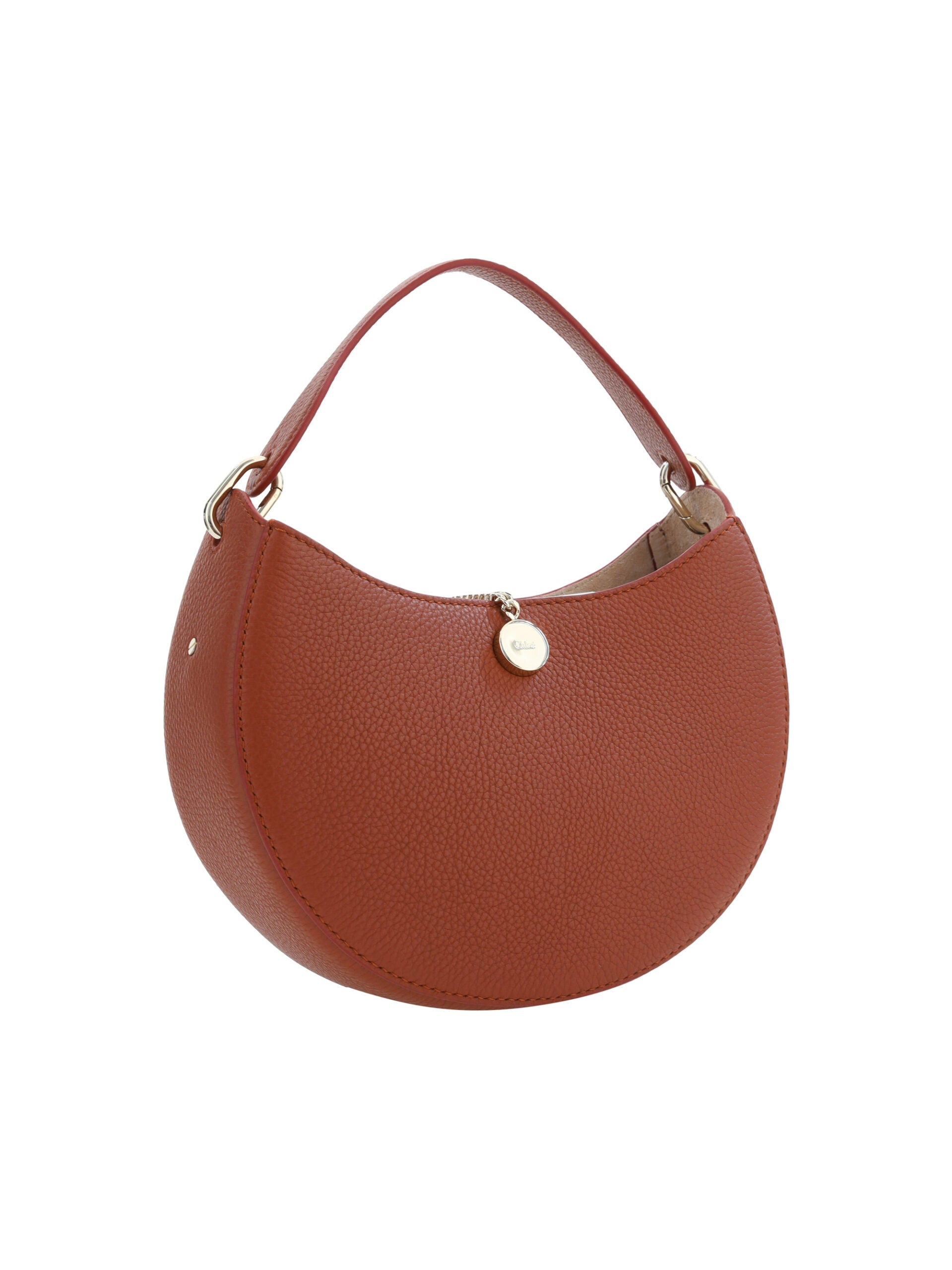 Sepia Brown Small Arlène Leather Shoulder Bag - ventzia